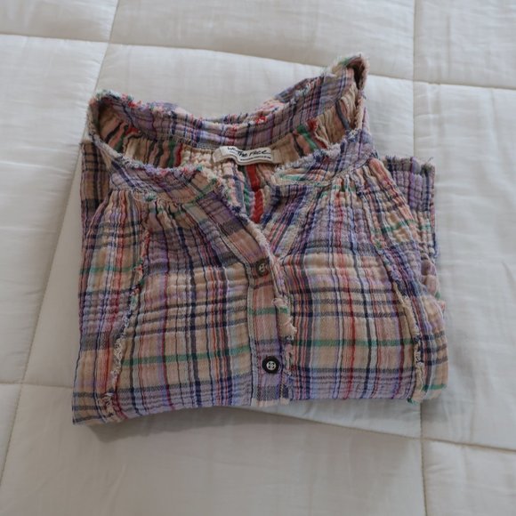 Free People Lucy Plaid Swing Shirt, Size Small - Picture 9 of 12